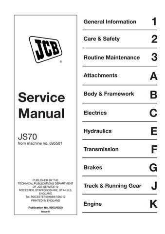 download JCB JS70 TRACKED Excavator able workshop manual