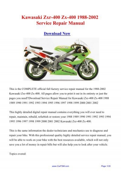 download KAWASAKI ZXR 250 Motorcycle able workshop manual