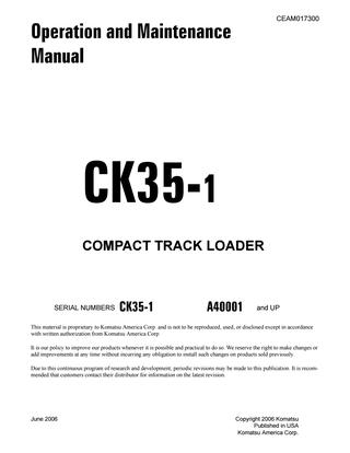 download KOMATSU CK35 1 COMPACT TRACK Loader Operation able workshop manual