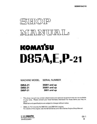 download KOMATSU D85A 21 D85E 21 D85P 21 BULLDOZER Operation able workshop manual