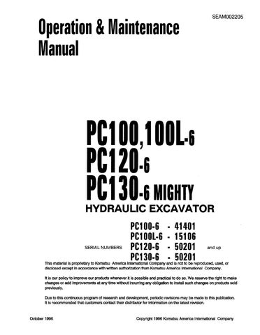 download KOMATSU PC100 6 PC120 6 Hydraulic Excavator + Operation able workshop manual