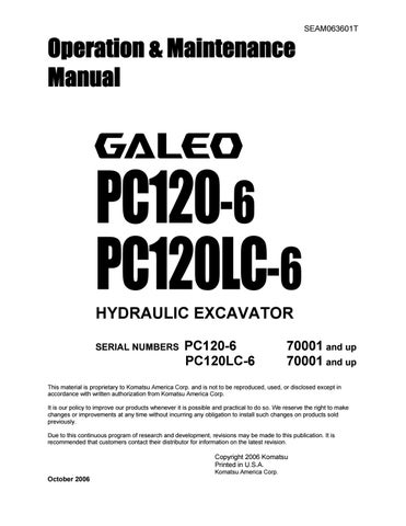 download KOMATSU PC100 6 PC120 6 Hydraulic Excavator + Operation able workshop manual