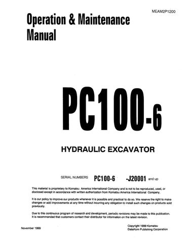 download KOMATSU PC100 6 PC120 6 Hydraulic Excavator + Operation able workshop manual