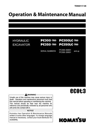 download KOMATSU PC300 7E0 PC300LC 7E0 PC350 7E0 PC350LC 7E0 Hydraulic Excavator + Operation workshop manual