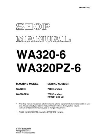 download KOMATSU WA320 6 Wheel Loader + Operation able workshop manual