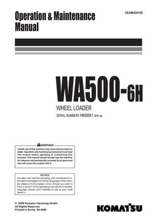 download KOMATSU WA500 6H Operation able workshop manual