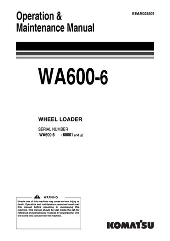 download KOMATSU WA600 6 Wheel Loader Field ASSEMBLY Instruction able workshop manual