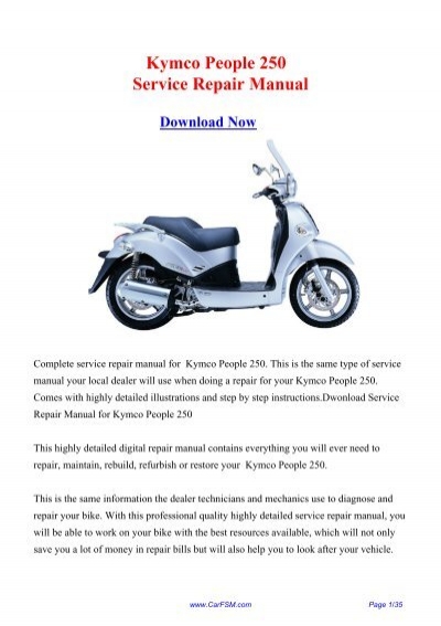 download KYMCO PEOPLE 250 Motorcycle able workshop manual