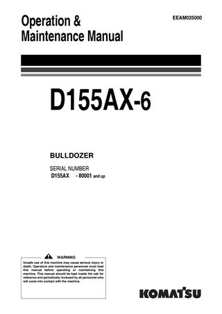 download Komatsu D155AX 6 D155AX6 Bulldozer able workshop manual