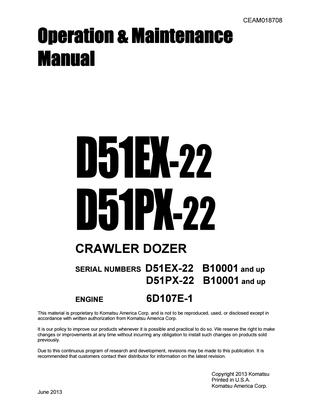 download Komatsu D51EX 22 Dozer Crawler able workshop manual