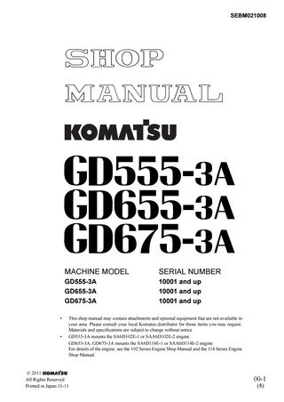 download Komatsu GD555 3A grader operation manual. able workshop manual