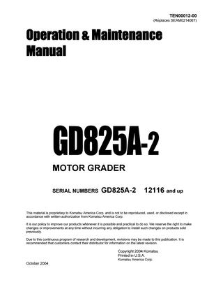 download Komatsu GD825A 2 GD825 Motor Grader able workshop manual