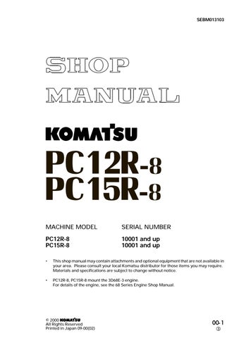 download Komatsu PC12R 8 PC15R 8 manuals. 3 x manuals. able workshop manual