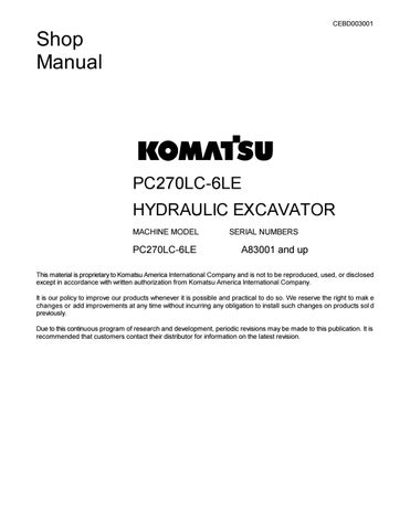 download Komatsu PC270LC 6 Hydraulic Excavator Operation able workshop manual