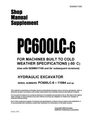 download Komatsu PC600LC 6 Hydraulic Excavator able workshop manual