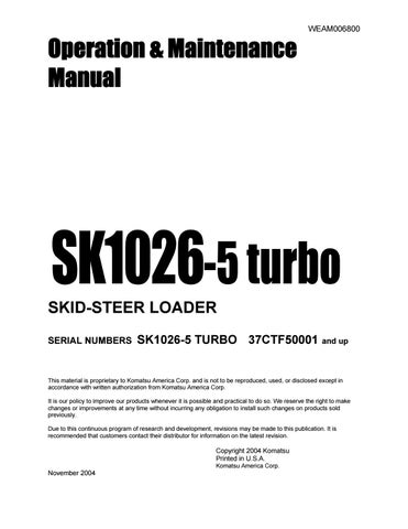 download Komatsu SK1026 5 Turbo Skid Steer Loader able workshop manual