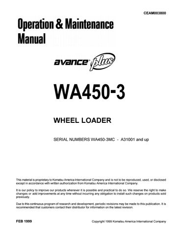 download Komatsu WA450 3MC Wheel Loader able workshop manual