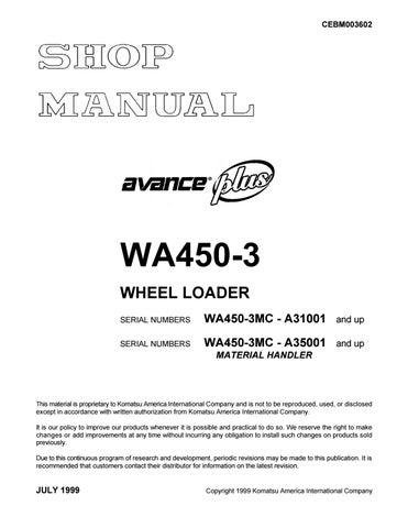 download Komatsu WA450 3MC Wheel Loader able workshop manual