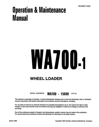 download Komatsu WA700 1 Wheel Loader able workshop manual