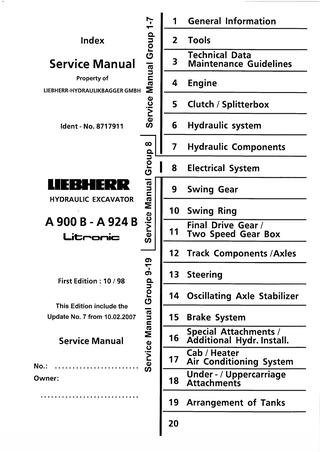 download LIEBHERR A924 Litronic A924 HD Litronic Hydraulic Excavator Operation able workshop manual