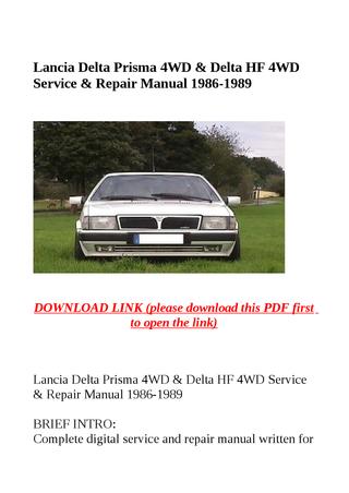 download Lancia Delta Prisma 4WD Delta HF 4WD able workshop manual