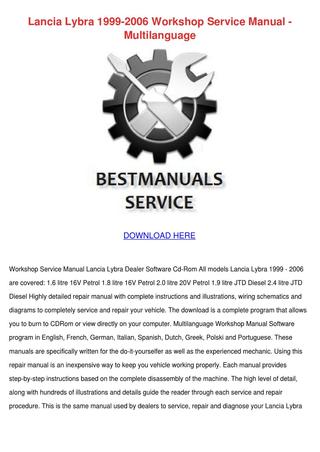download Lancia Lybra workshop manual