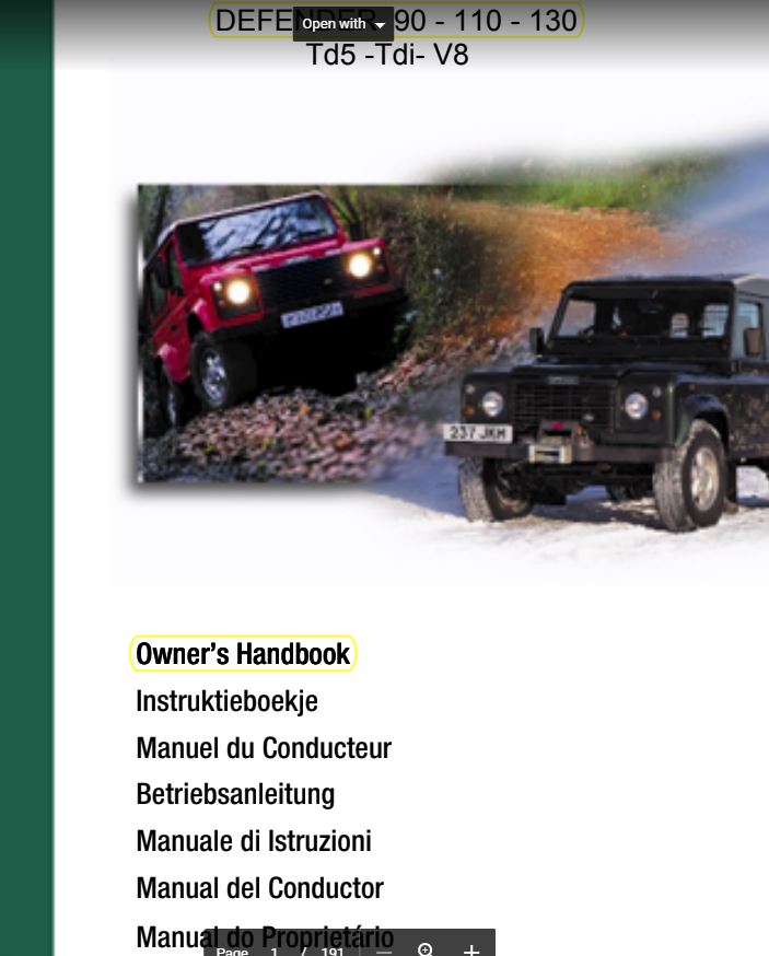 download Land Rover Defender Manuals workshop manual