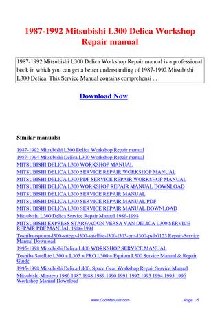 download MITSUBISHI EXPRESS STARWAGON VERSA VAN DELICA L300 workshop manual