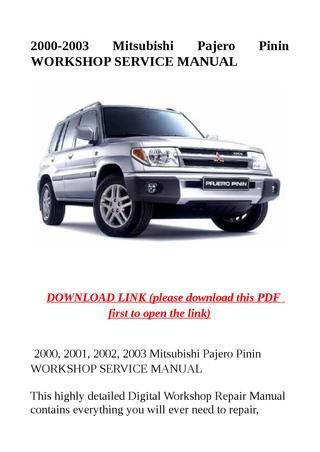 download MITSUBISHI PAJERO PININ CHASSIS workshop manual