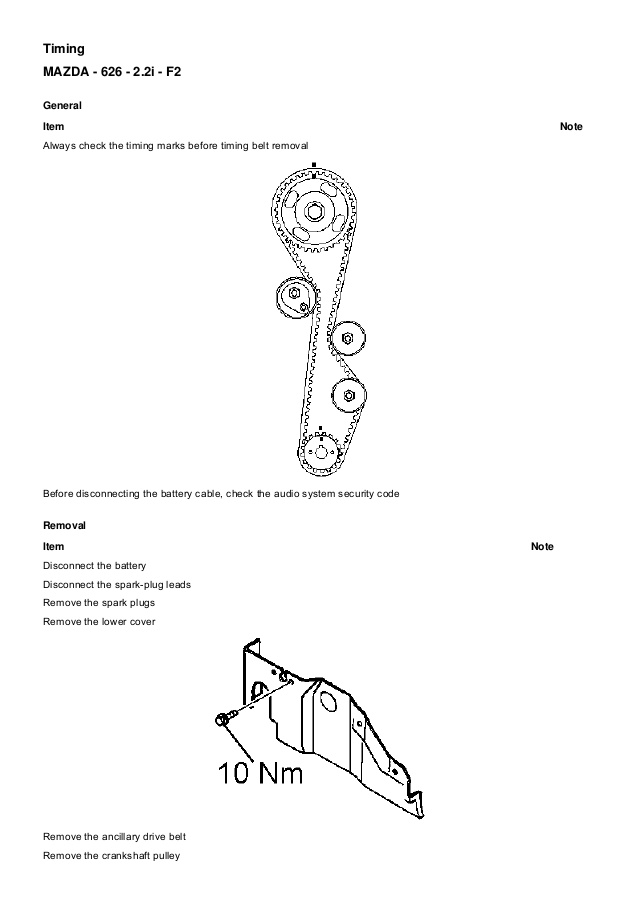 download Mazda 626 F2 2.2i workshop manual