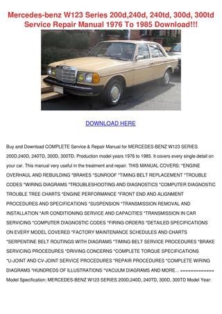 download Mercedes Benz 200D 240D 240TD 300D 300TD workshop manual