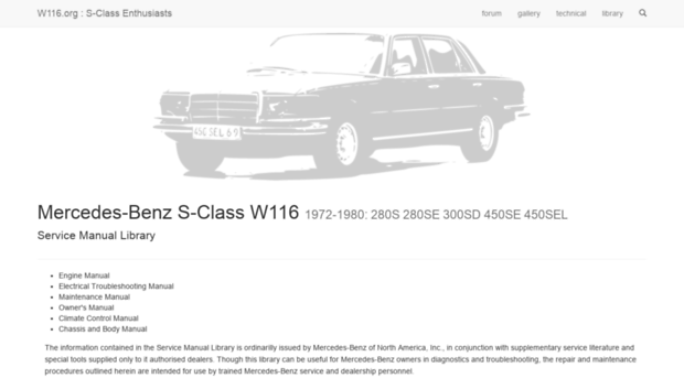 download Mercedes Benz W116 450 SEL workshop manual