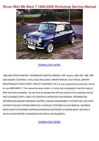 download Mini Mark II MK2 workshop manual