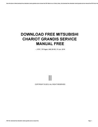 download Mitsubishi Chariot Grandis workshop manual