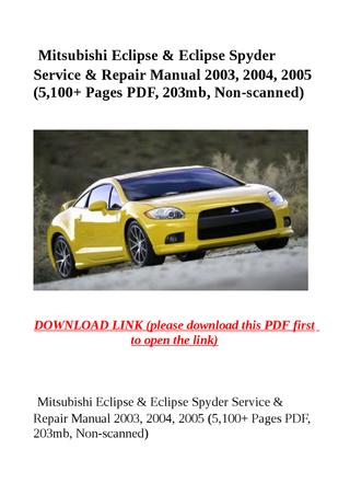 download Mitsubishi Eclipse Spyder able workshop manual