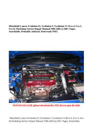 download Mitsubishi Lancer Evolution 4 5 EVO IV V workshop manual