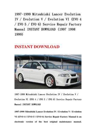 download Mitsubishi Lancer Evolution IV V workshop manual