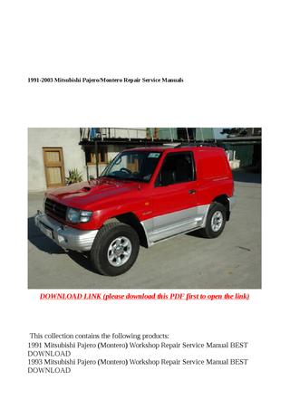download Mitsubishi Pajero Montero NP workshop manual