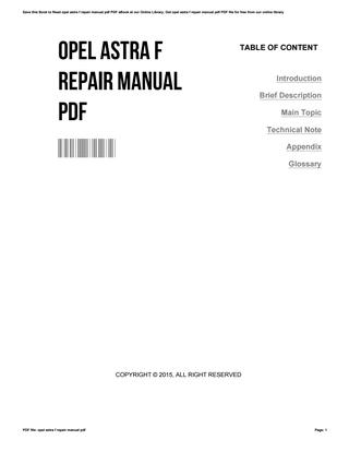 download OPEL ASTRA F workshop manual