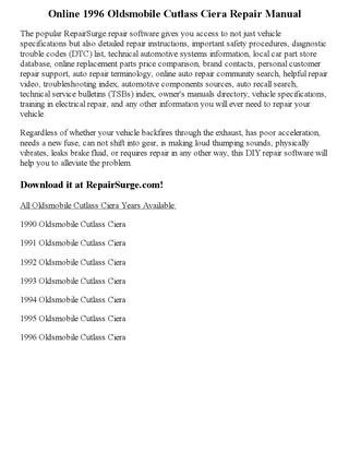 download Oldsmobile Cutlass Ciera workshop manual