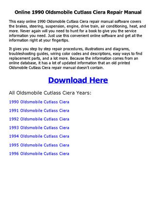 download Oldsmobile Cutlass Ciera workshop manual