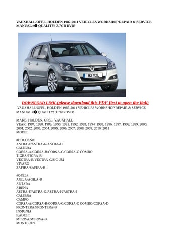 download Opel Astra Vauxhall Holden able workshop manual