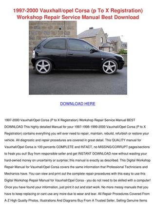 download Opel corsa vauxhall P to X workshop manual