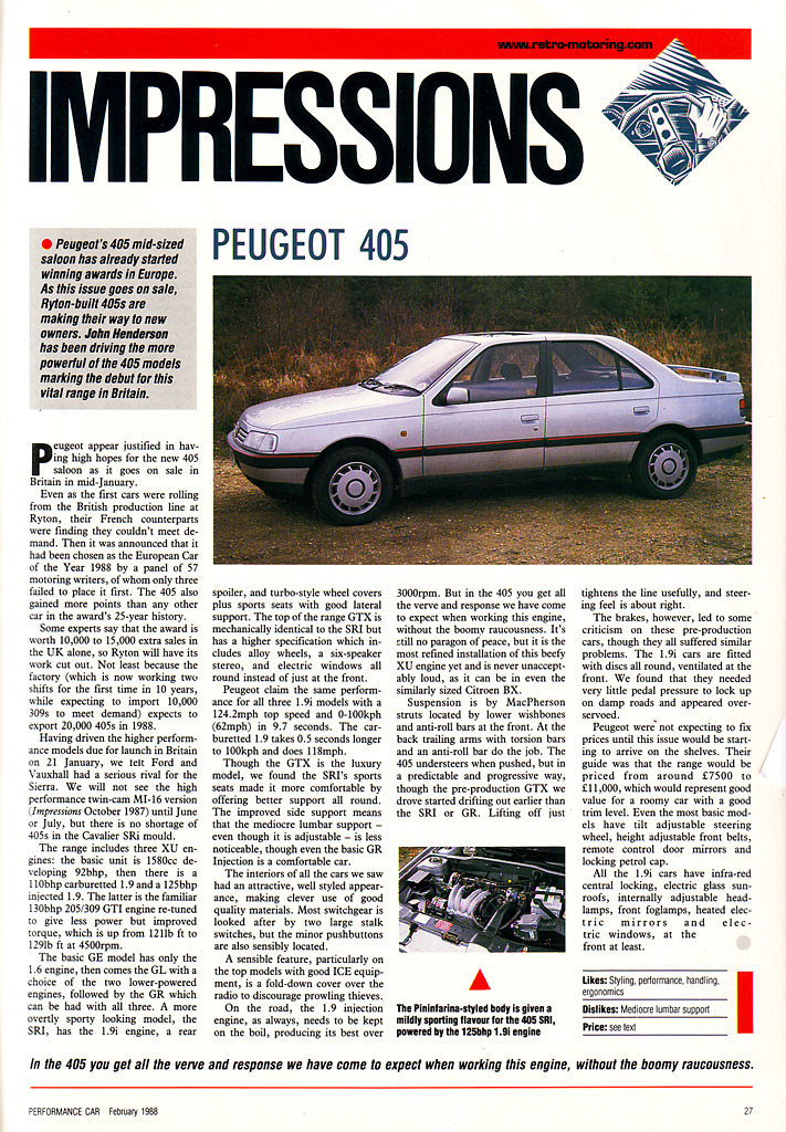 download Peugeot 405 workshop manual