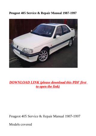 download Peugeot 405 workshop manual