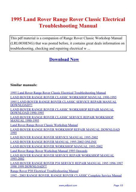 download Range Rover L322 LRL0424 workshop manual
