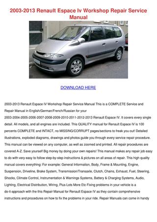 download Renault Espace II workshop manual