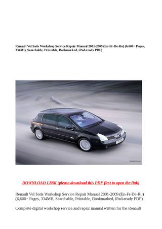 download Renault Vel Satis workshop manual