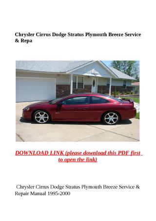 download Stratus Dodge manuals workshop manual