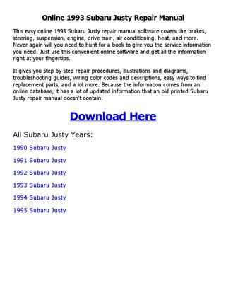 download Subaru Justy workshop manual